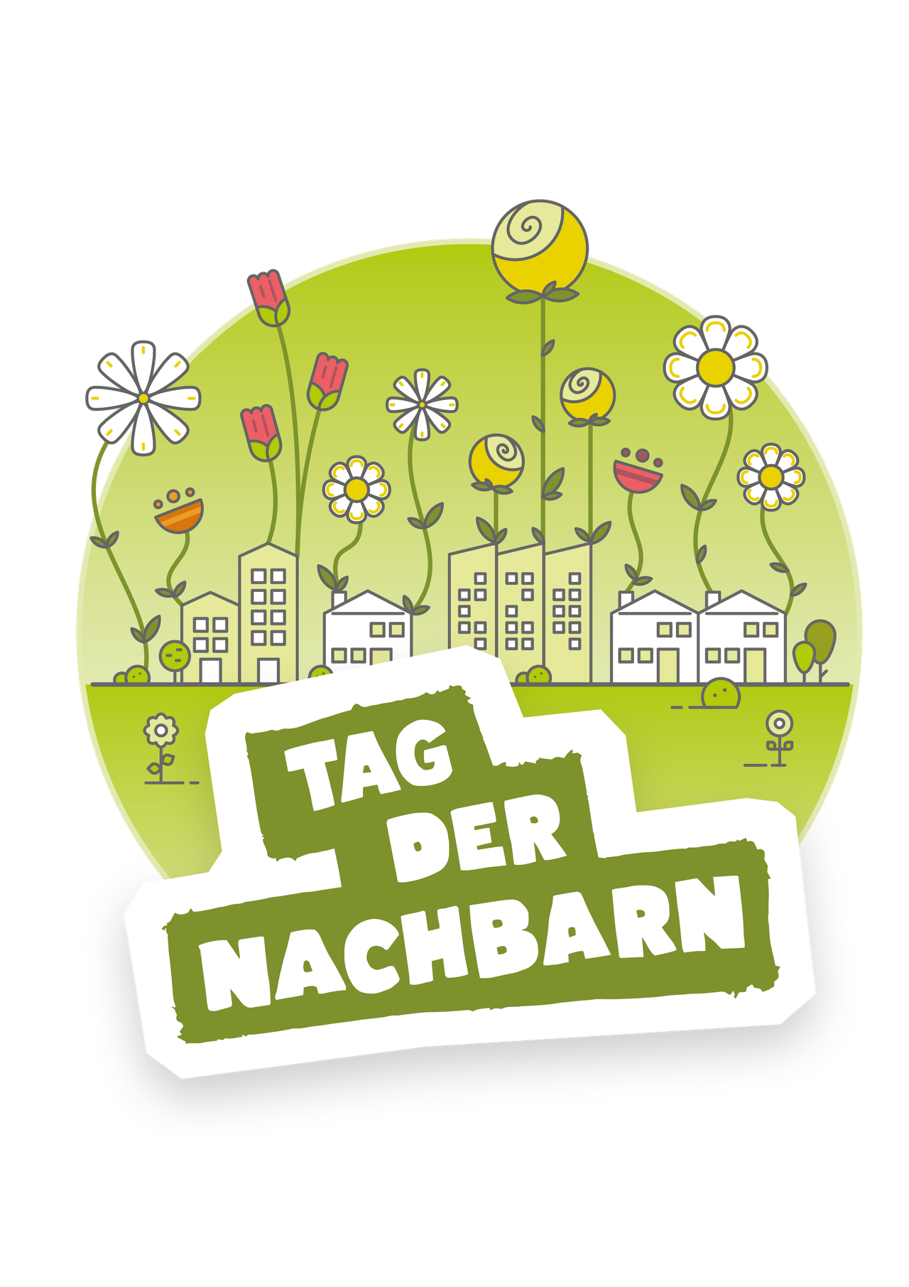  Bild mit Blumen und dem Text Tag der Nachbarn