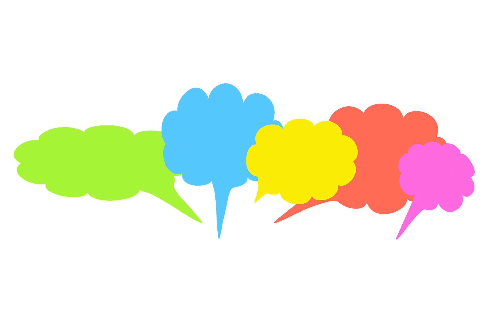 Bunte Sprechblasen, die sich überlappen