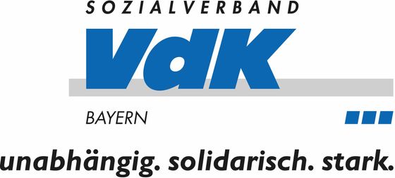 Logo des VdK mit Slogan "unabhängig. solidarisch.stark."