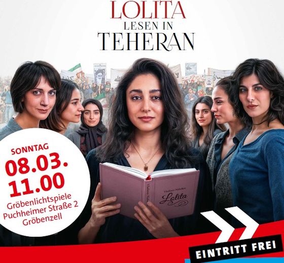 Plakat des Films "Lolita lesen in Teheran" mit Infos zum Event