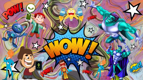 Ein kunterbunter Mix verschiedener Comicfiguren.