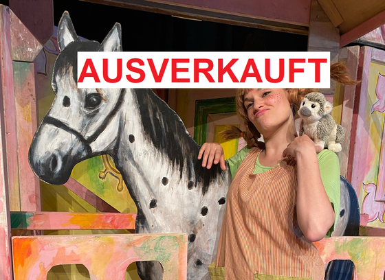 Pippis Pferd, kleiner Onkel und Pippi mit dem Affen Herrn Nilsson auf der Schulter